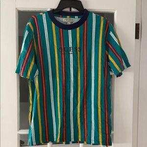 Vintage GUESS Vibrant Striped Short Sleeve Tee